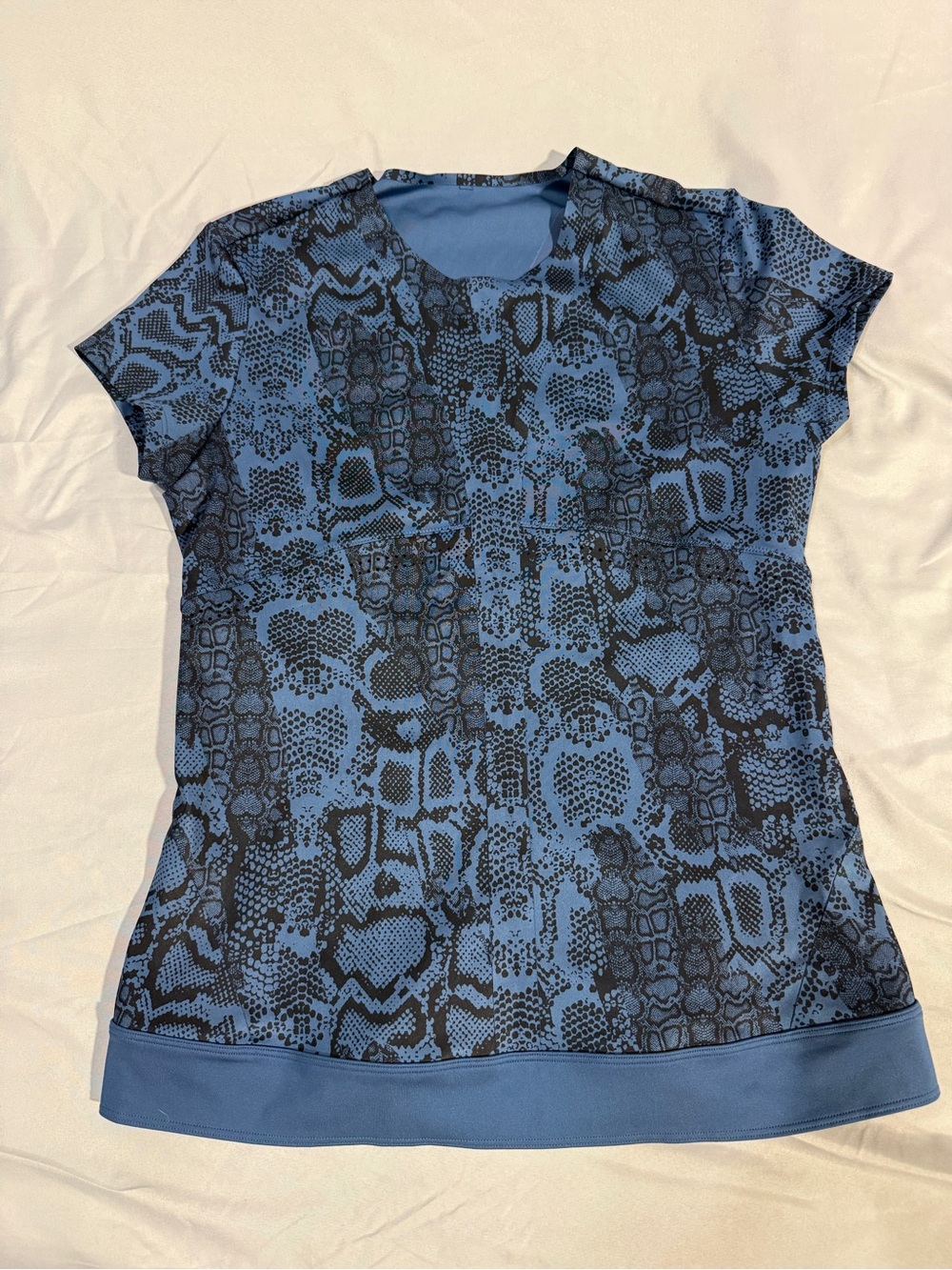Adidas by Stella McCartney Blue Snake-Print Short Sleeve Top Size M